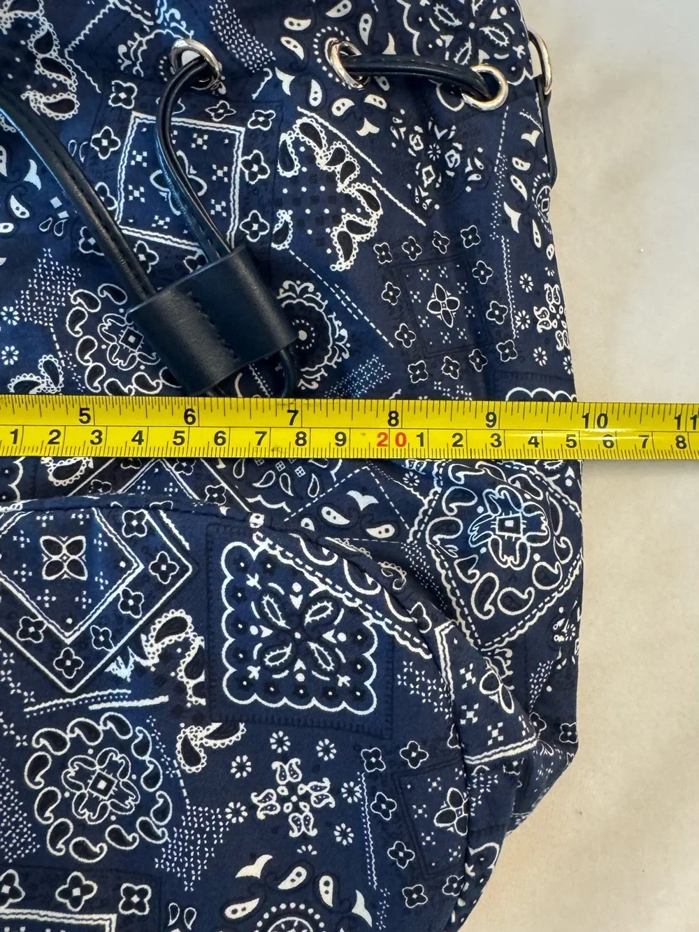 EUC! Ann Taylor Navy Bandana-Print Multiway Drawstring Bucket Bag